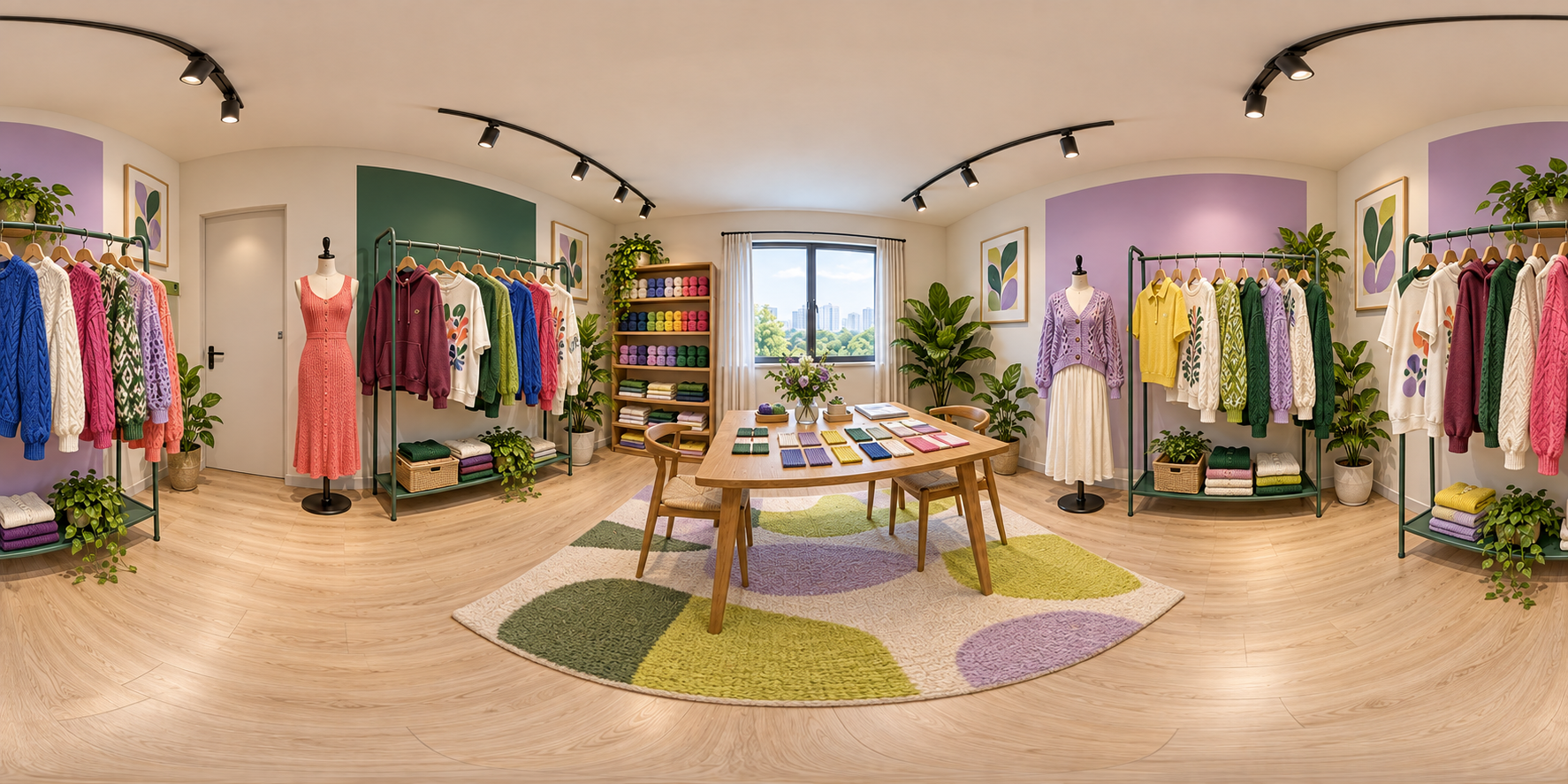 Showroom virtual com tricots, vestidos, t-shirts, sweats e hoodies